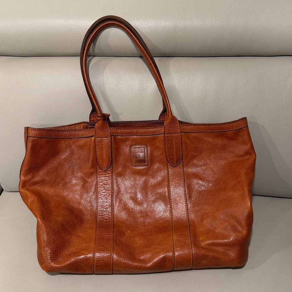Frye Sylvia Travel Tote in Cognac Leather